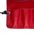 Detail of the Avel & Men leather watch rolls Cannes, red, for carrying 6 watches or chronographs.