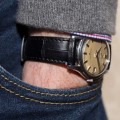 Bracelet de montre en cuir d'alligator noir