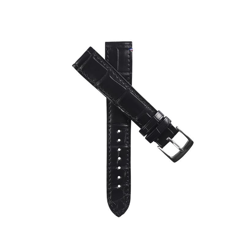 Bracelet de montre en cuir d'alligator noir Bracelet de montre en cuir d'alligator noir