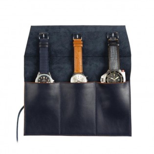 Leather travel watch roll