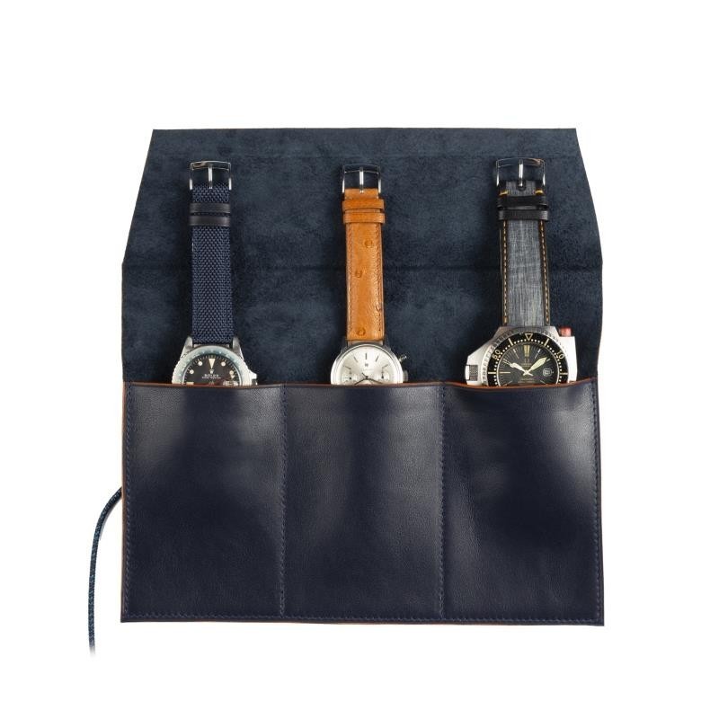 Leather travel watch roll Leather travel watch roll