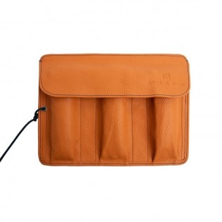 Marmotte en cuir pour 3 montres, coloris orange
