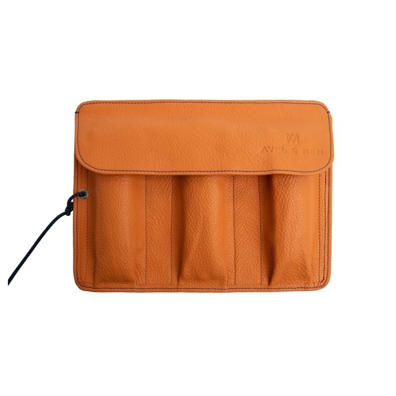 Marmotte en cuir pour 3 montres, coloris orange Marmotte en cuir pour 3 montres, coloris orange