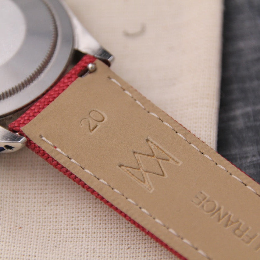 watch strap burgundy canvas 20mm
