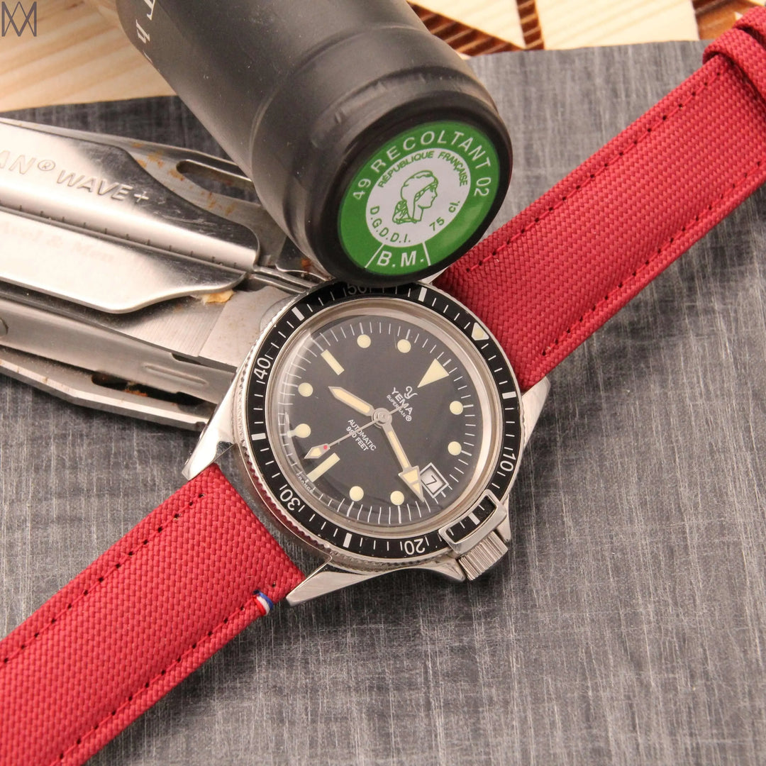  -    -  Bracelet de montre toile PORT LOUIS bordeaux -  Avel & Men