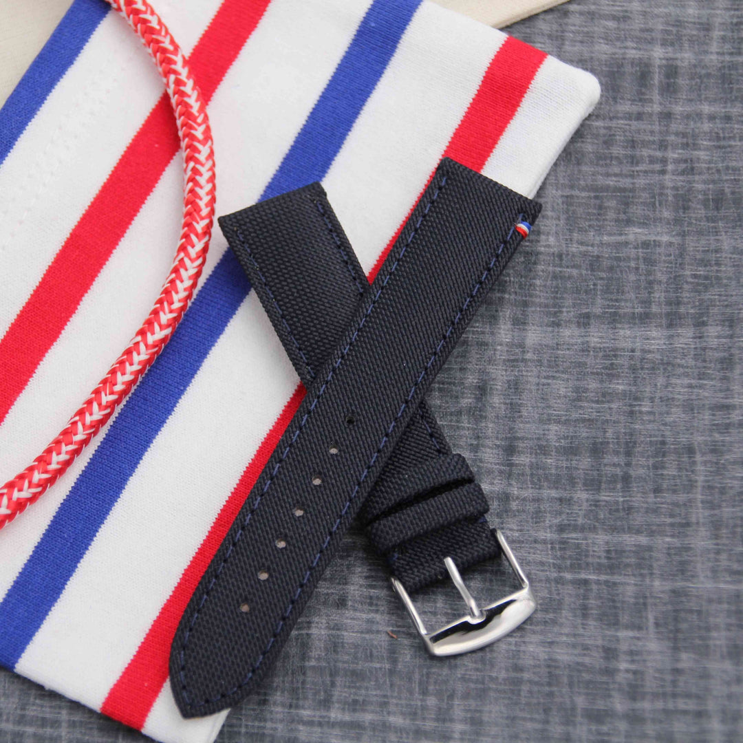  -    -  Bracelet de montre toile PORT LOUIS navy foncé -  Avel & Men