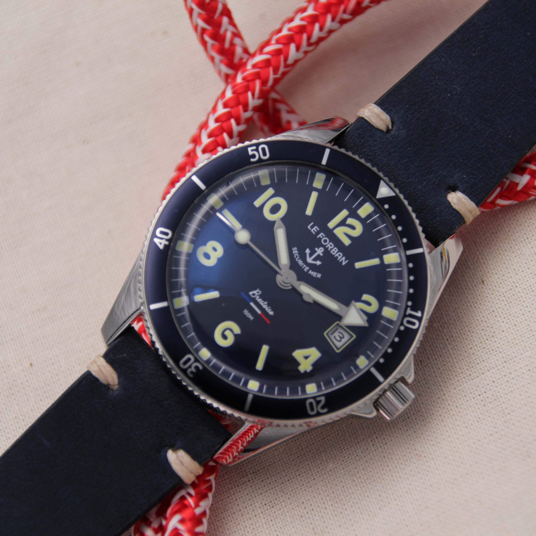  -    -  Bracelet de montre cuir PLOUGASTEL navy -  Avel & Men