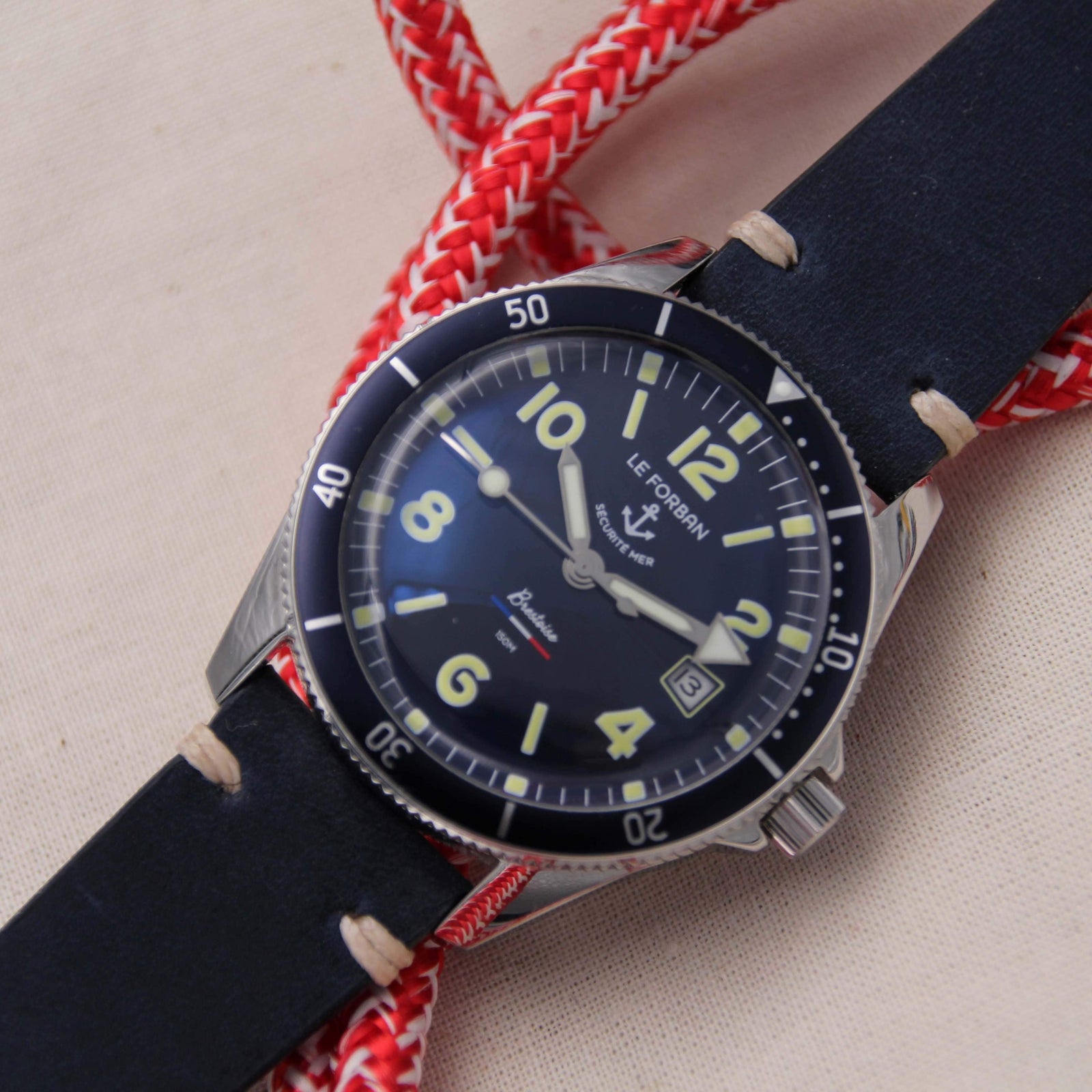  -    -  Bracelet de montre cuir PLOUGASTEL navy -  Avel & Men