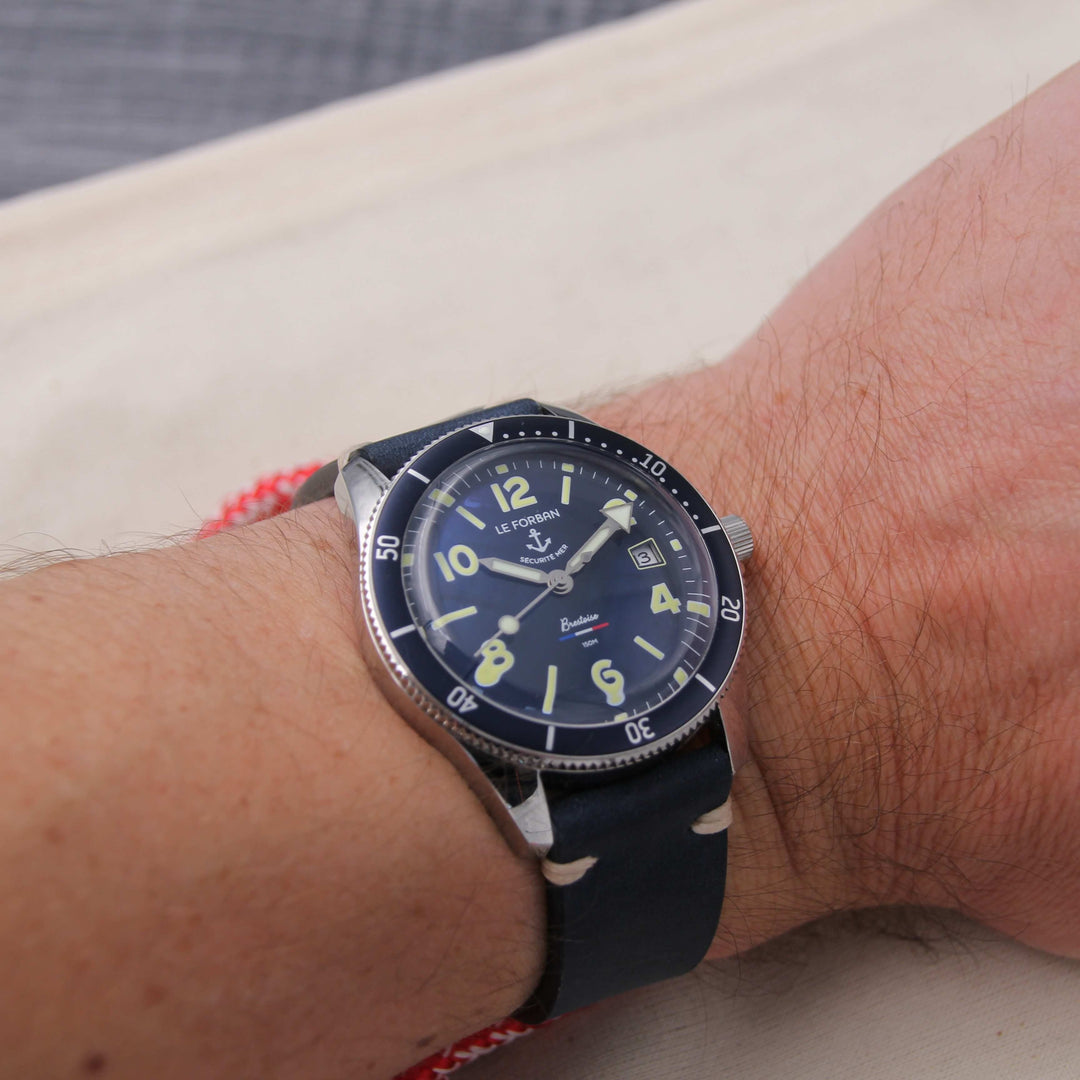  -    -  Bracelet de montre cuir PLOUGASTEL navy -  Avel & Men