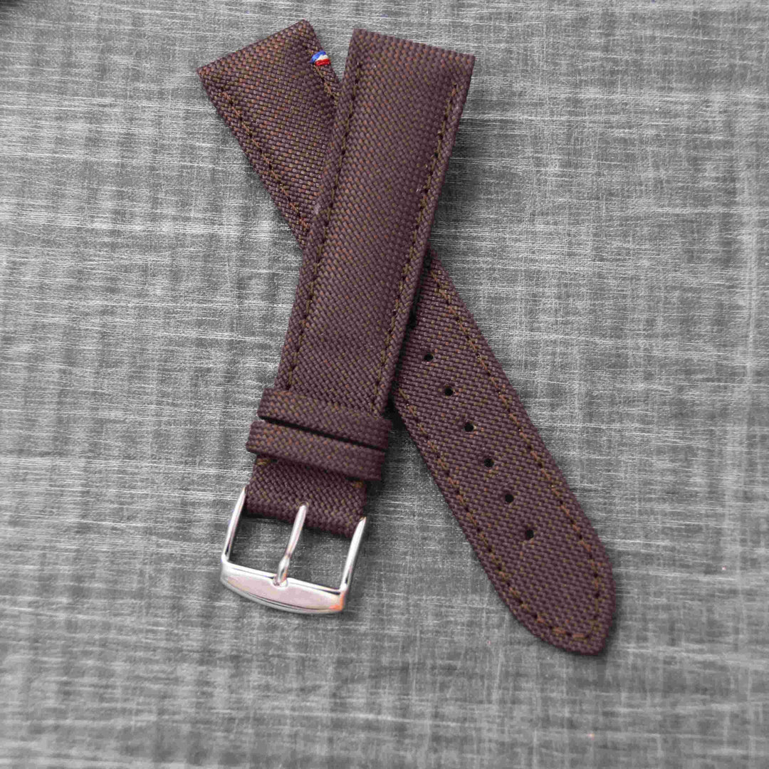  -    -  Bracelet de montre toile PORT LOUIS marron -  Avel & Men