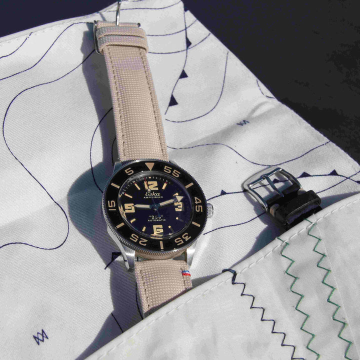  -    -  Marmotte LOCMIQUÉLIC en toile recyclée - pour 6 montres -  Avel & Men