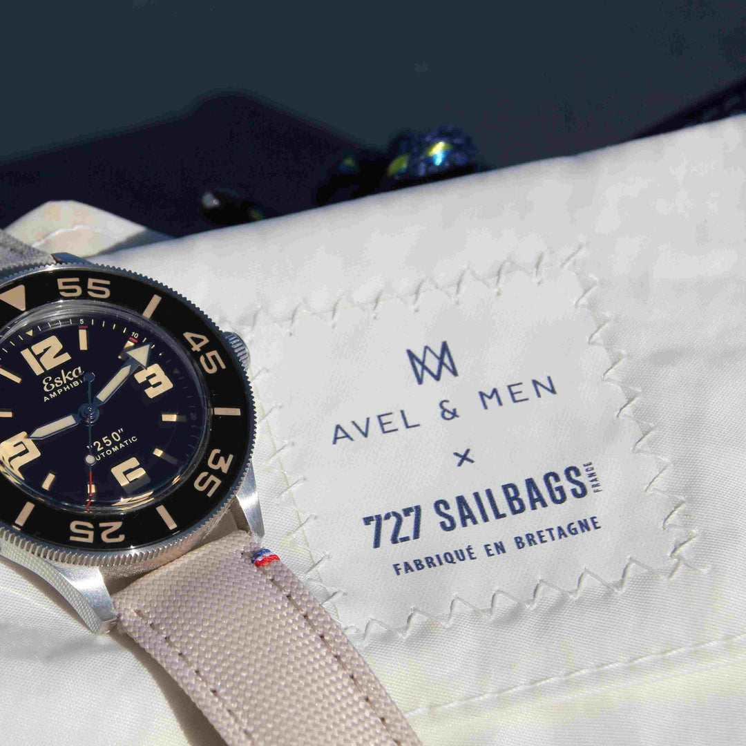  -    -  Marmotte LORIENT en toile recyclée - pour 3 montres -  Avel & Men