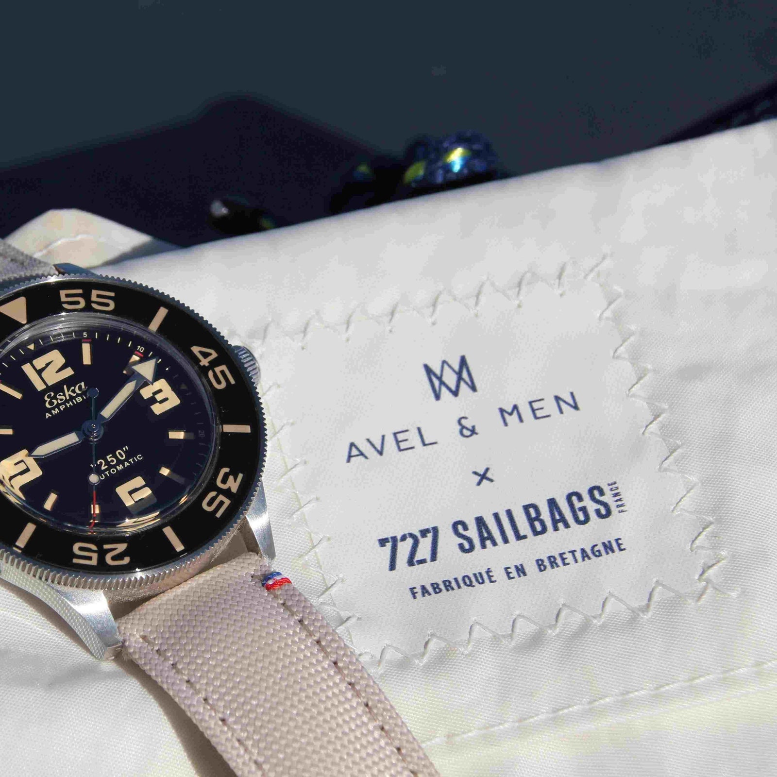  -    -  Marmotte LORIENT en toile recyclée - pour 3 montres -  Avel & Men