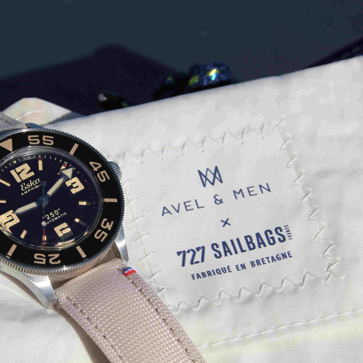  -    -  Marmotte LORIENT en toile recyclée - pour 3 montres -  Avel & Men