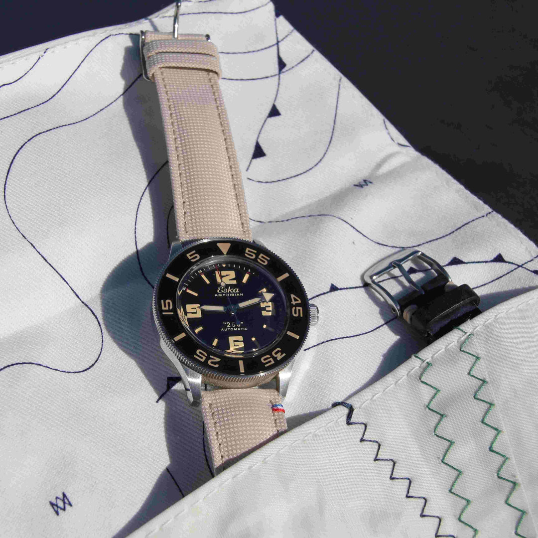  -    -  Marmotte LORIENT en toile recyclée - pour 3 montres -  Avel & Men