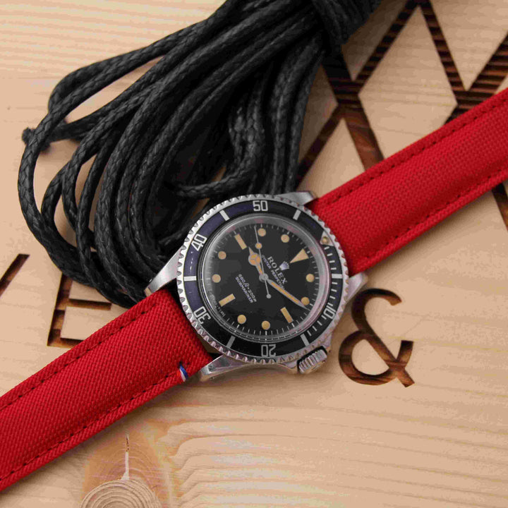  -    -  Bracelet de montre toile PORT LOUIS rouge -  Avel & Men