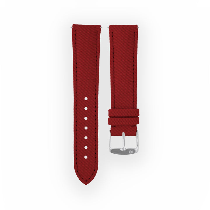 Bracelet de montre toile Port Louis Bordeaux 20mm sans drapeau, vue de face