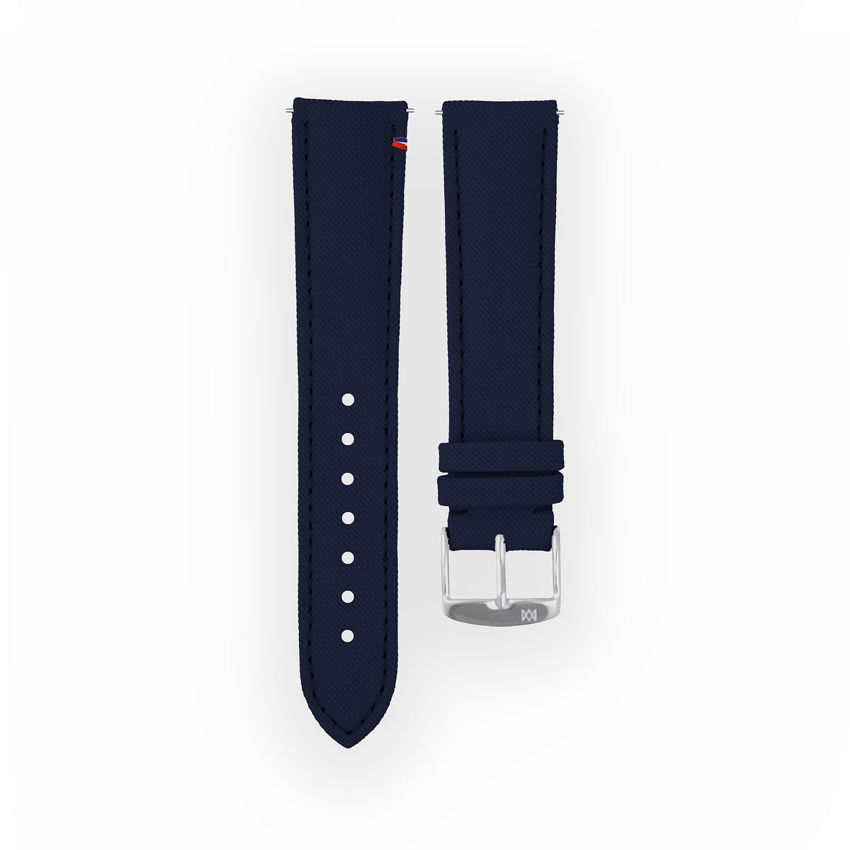 Bracelet de montre toile Port Louis Navy foncé 20mm avec drapeau, vue de face