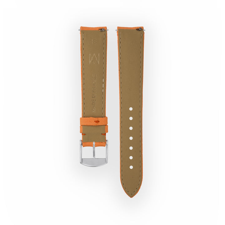 Bracelet de montre toile Port Louis Orangeade 18mm sans drapeau, vue de dos