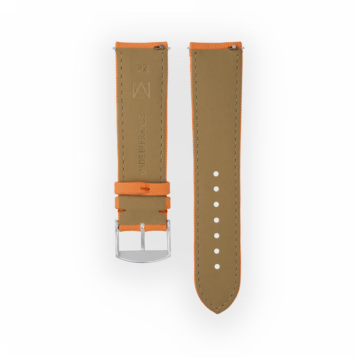 Bracelet de montre toile Port Louis Orangeade 22mm sans drapeau, vue de dos