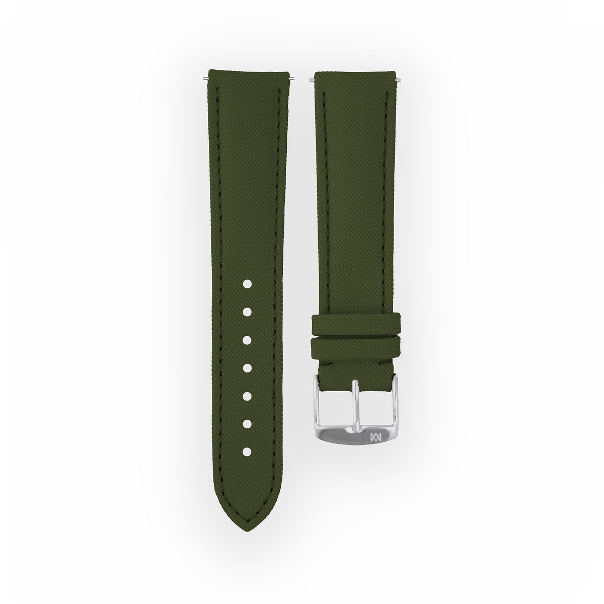 Bracelet de montre toile Port Louis Vintage green 20mm sans drapeau, vue de face