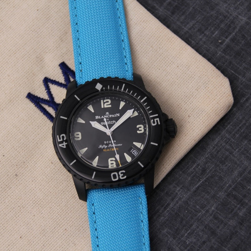 bracelet en toile turquoise pour swatch