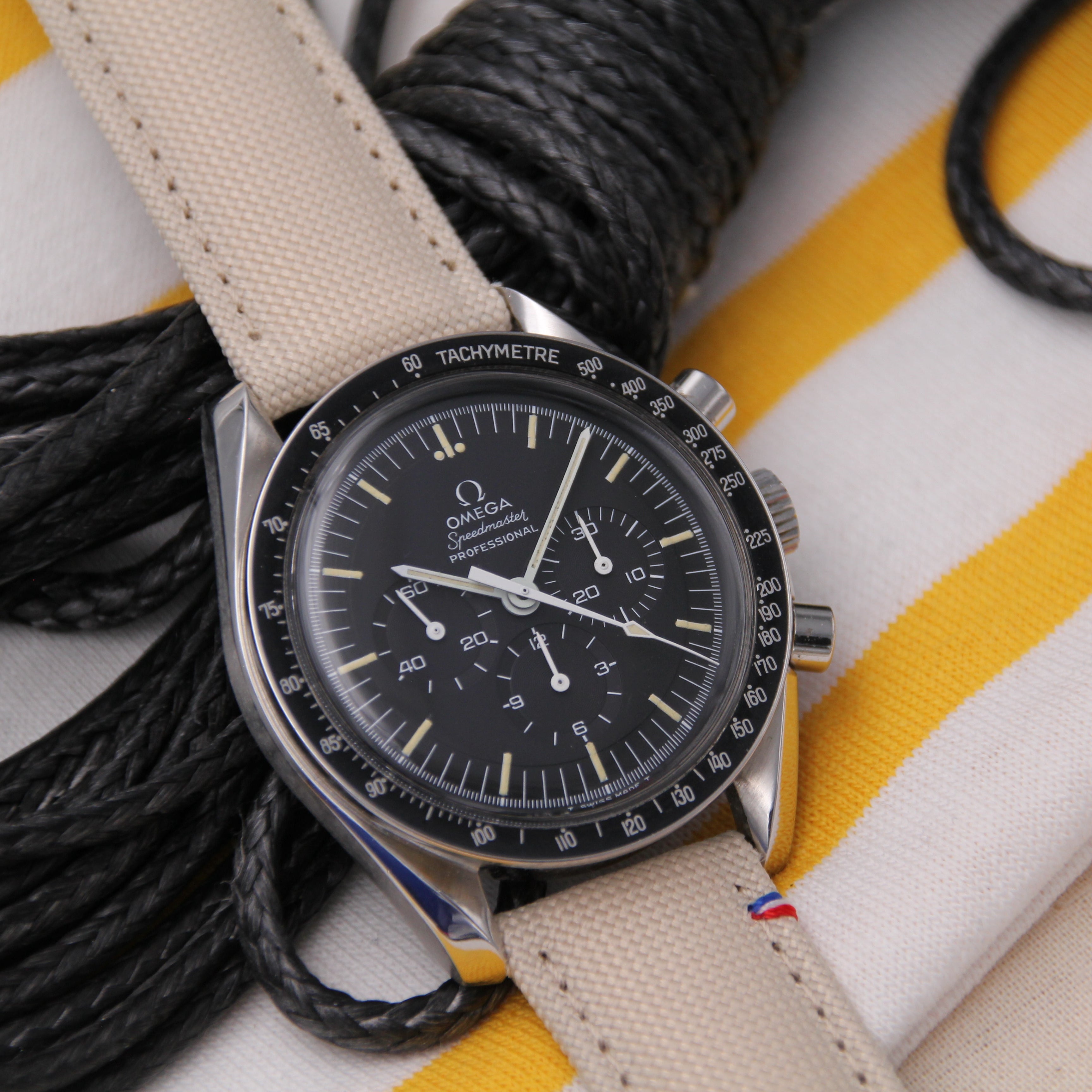 bracelet en 20mm canvas beige pour speedmaster