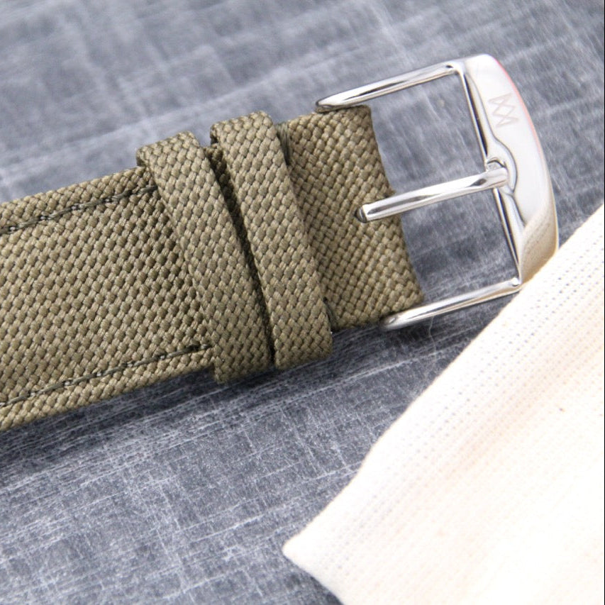 bracelet canvas kaki pour montre de plongée