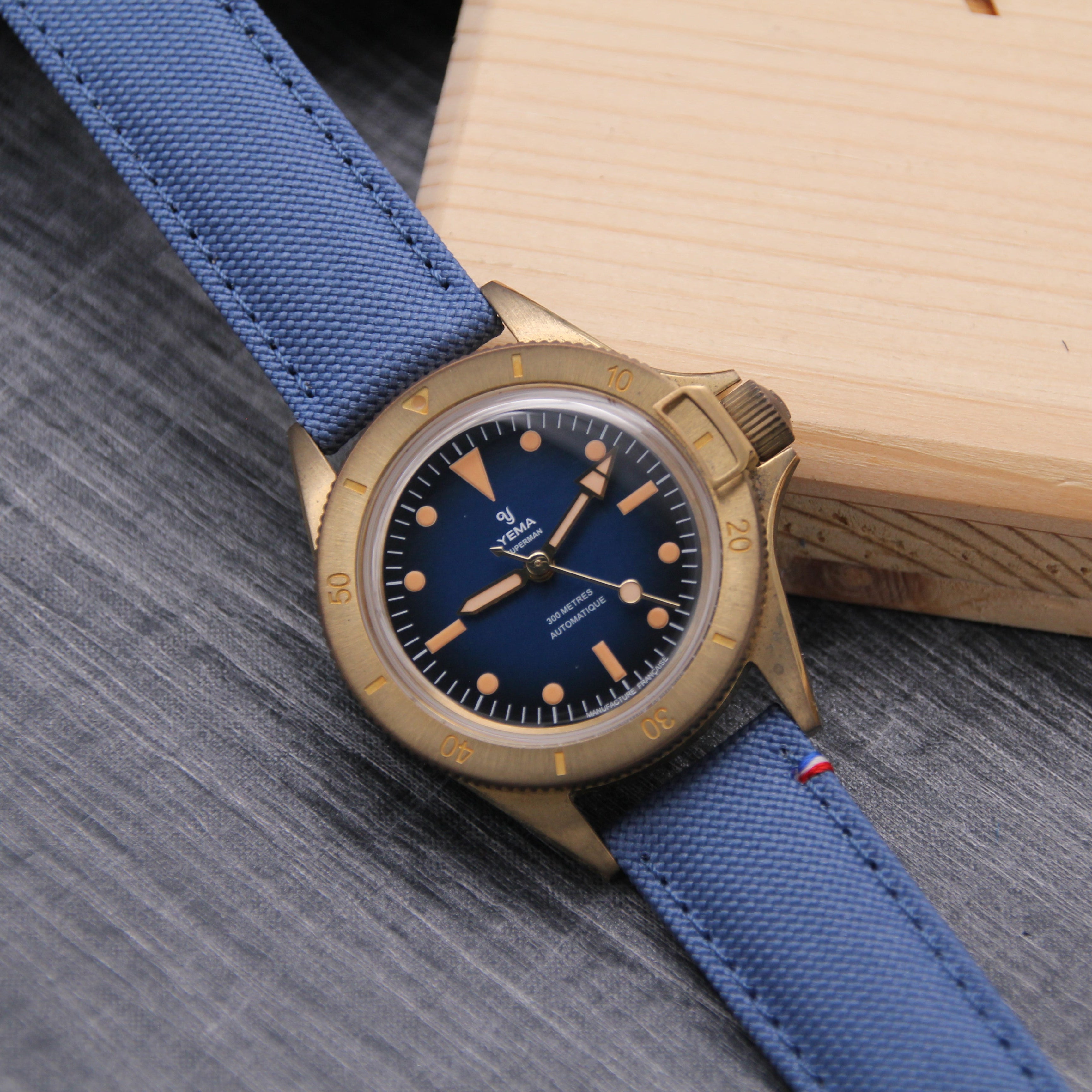 blue canvas strap for dive watch