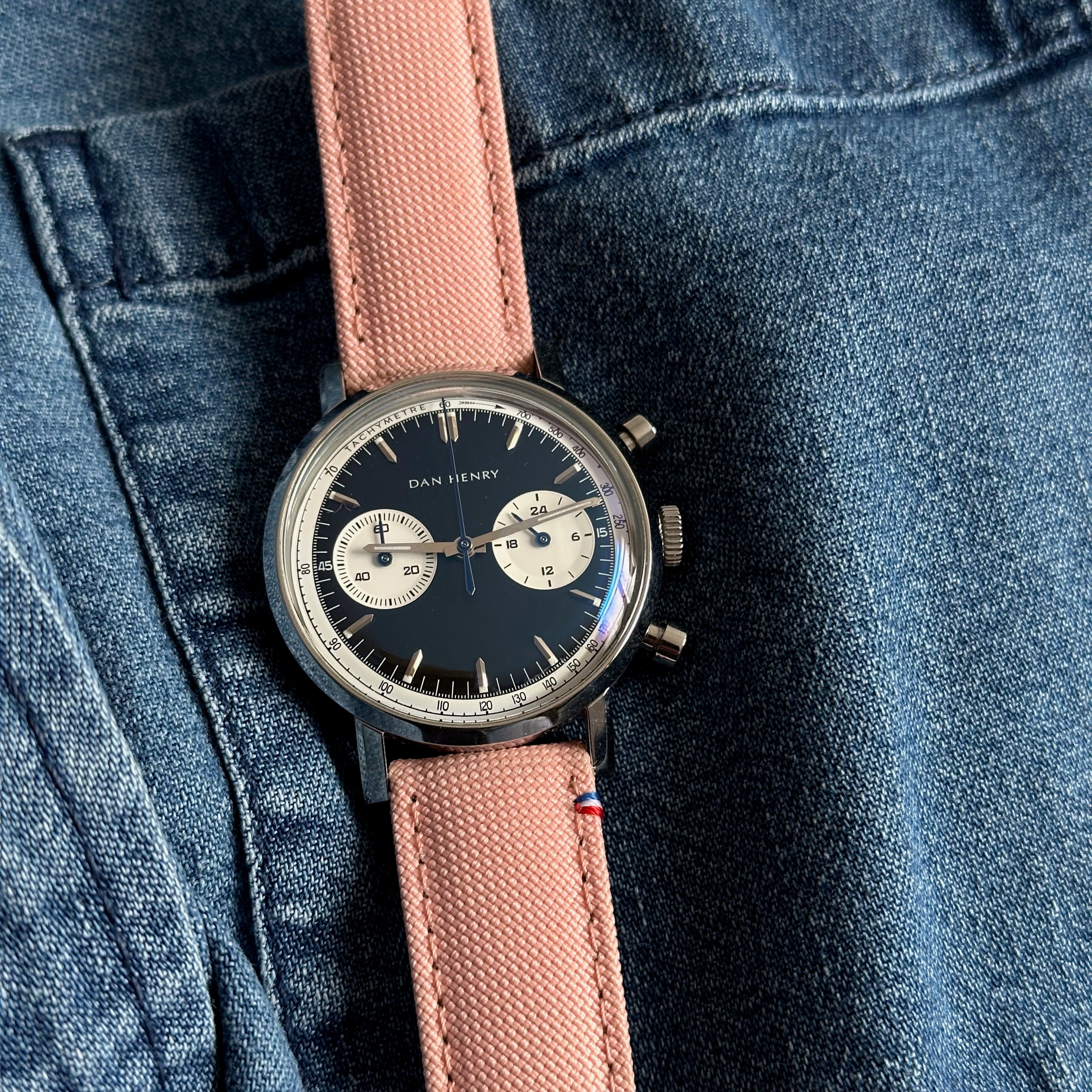 pink canvas watch strap