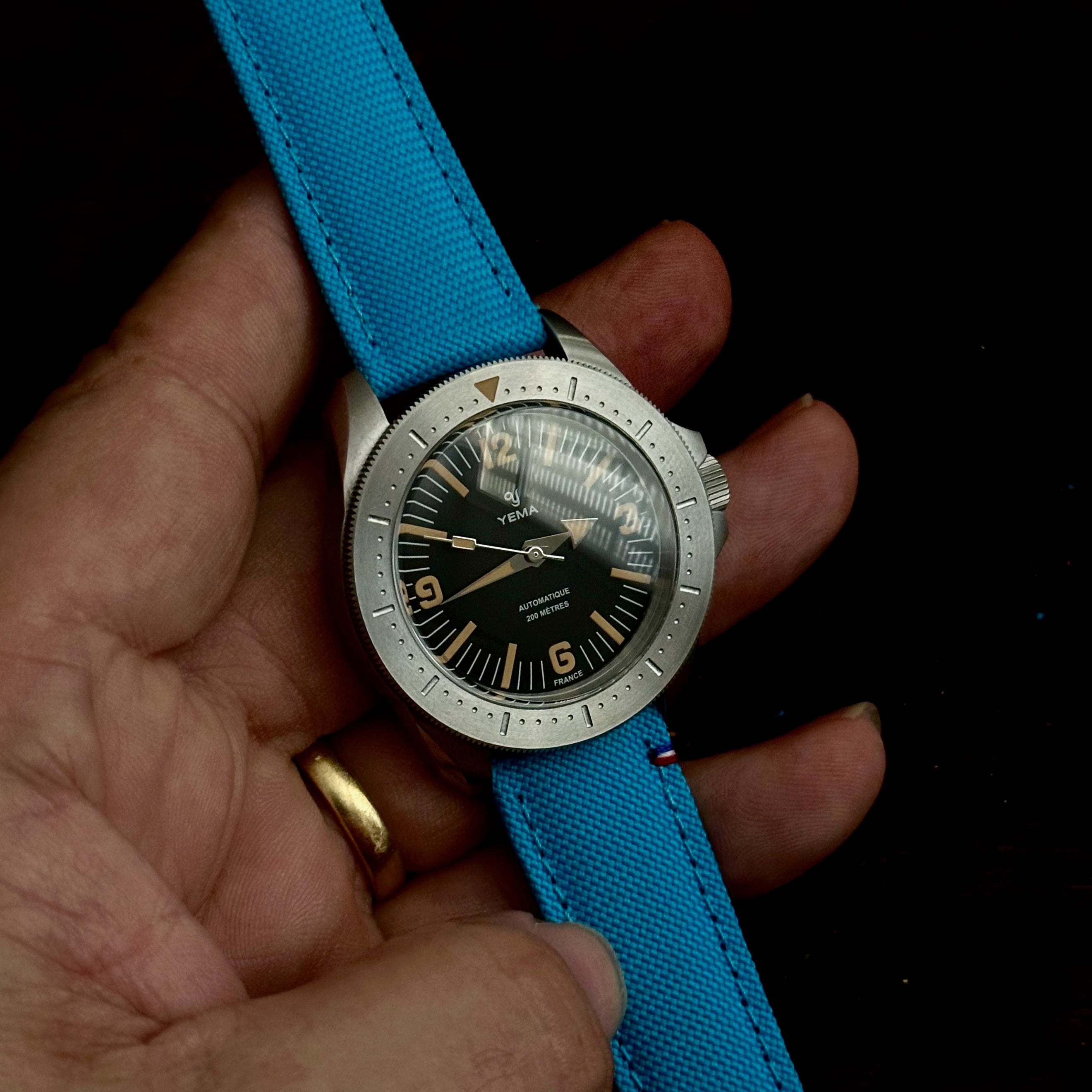 blue canvas strap 19mm for Yema