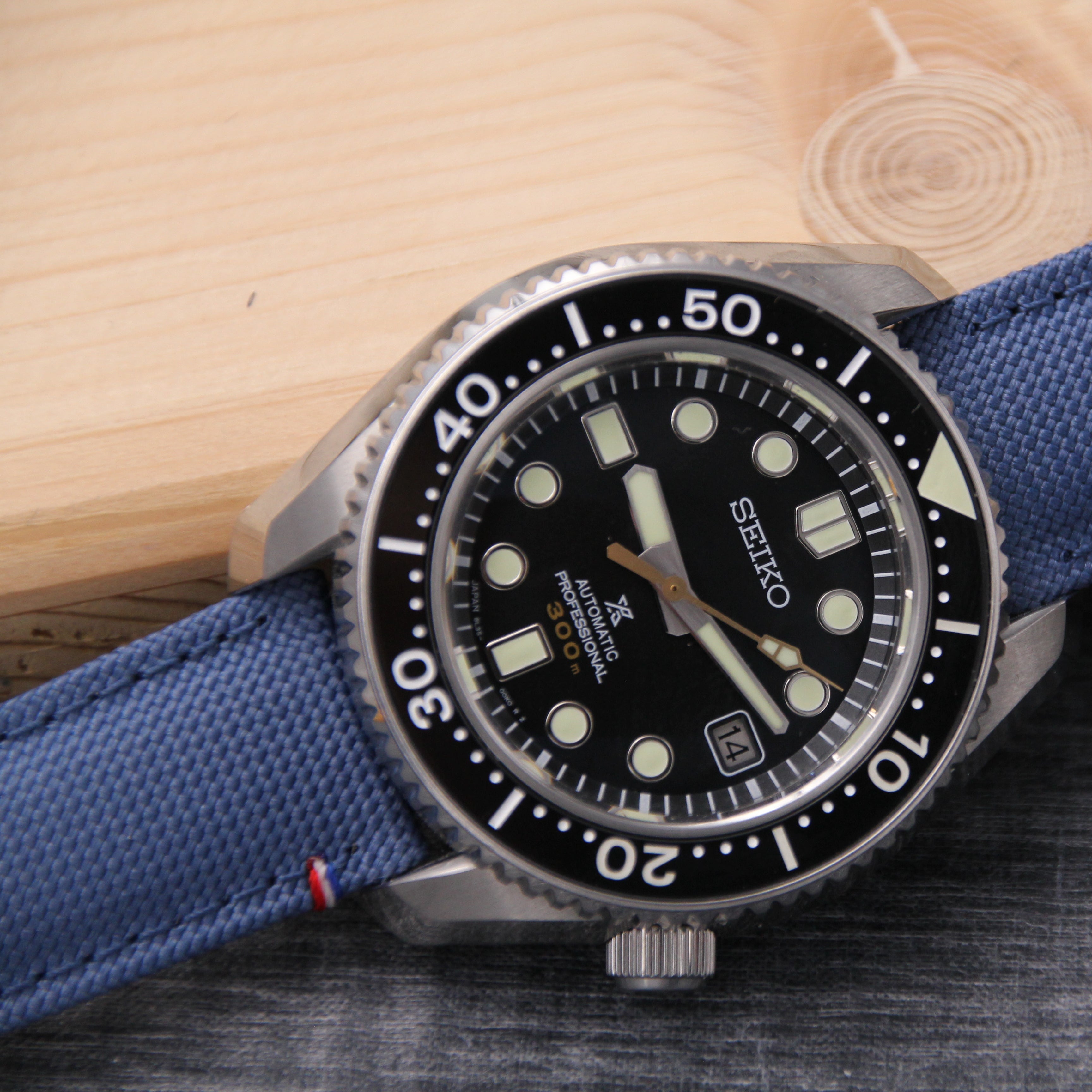 Sailcloth strap for Seiko watch