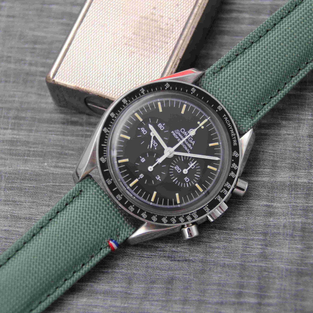  -    -  Bracelet de montre toile PORT LOUIS vert tempête -  Avel & Men