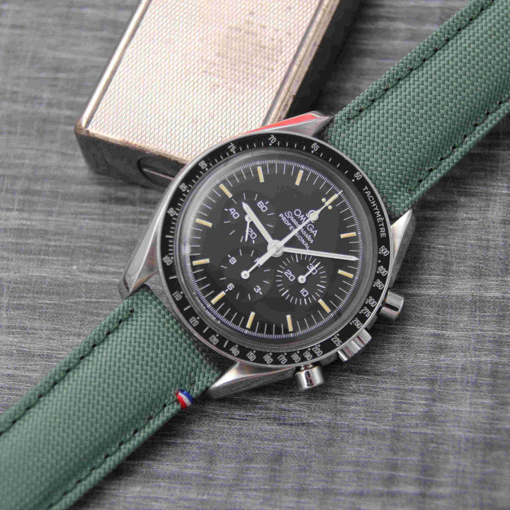  -    -  Bracelet de montre toile PORT LOUIS vert tempête -  Avel & Men