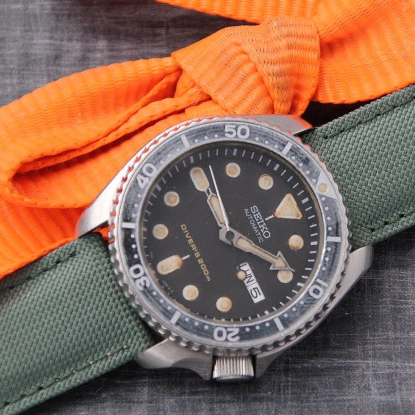 a green canvas strap for Seiko