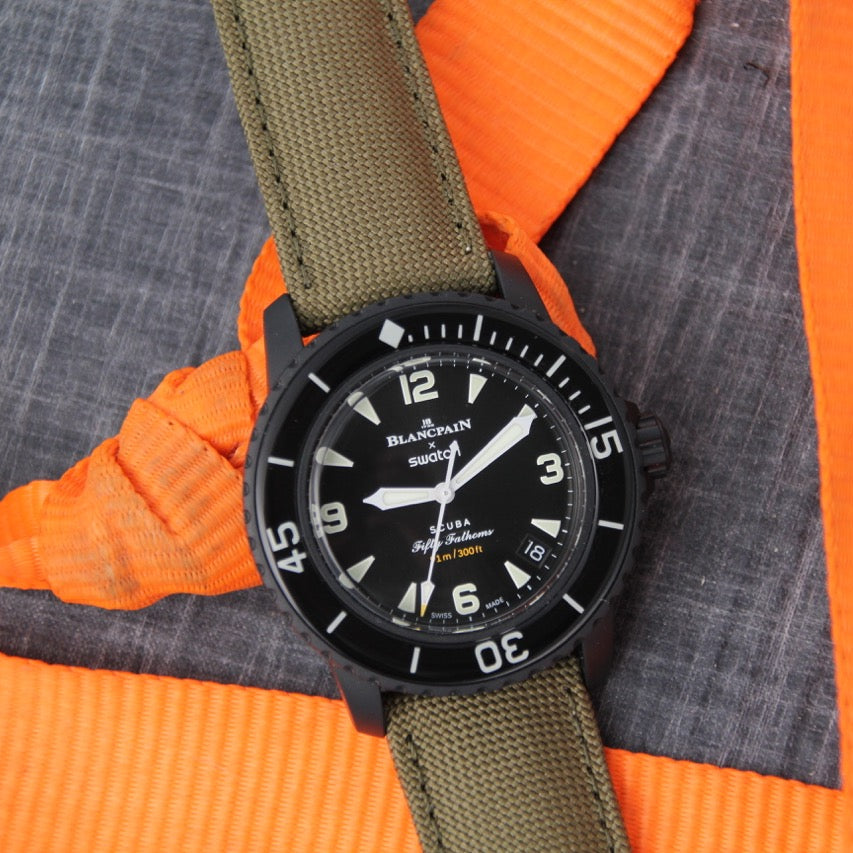 khaki canvas strap for blancpain