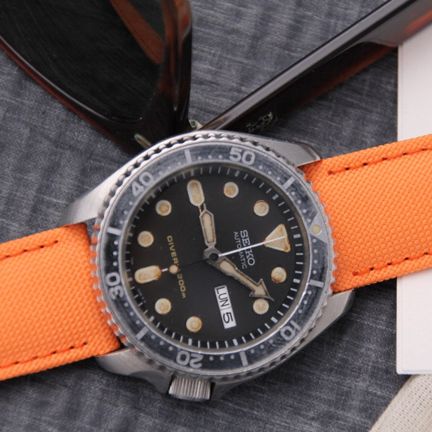 watch strap orange in canvas for Seiko