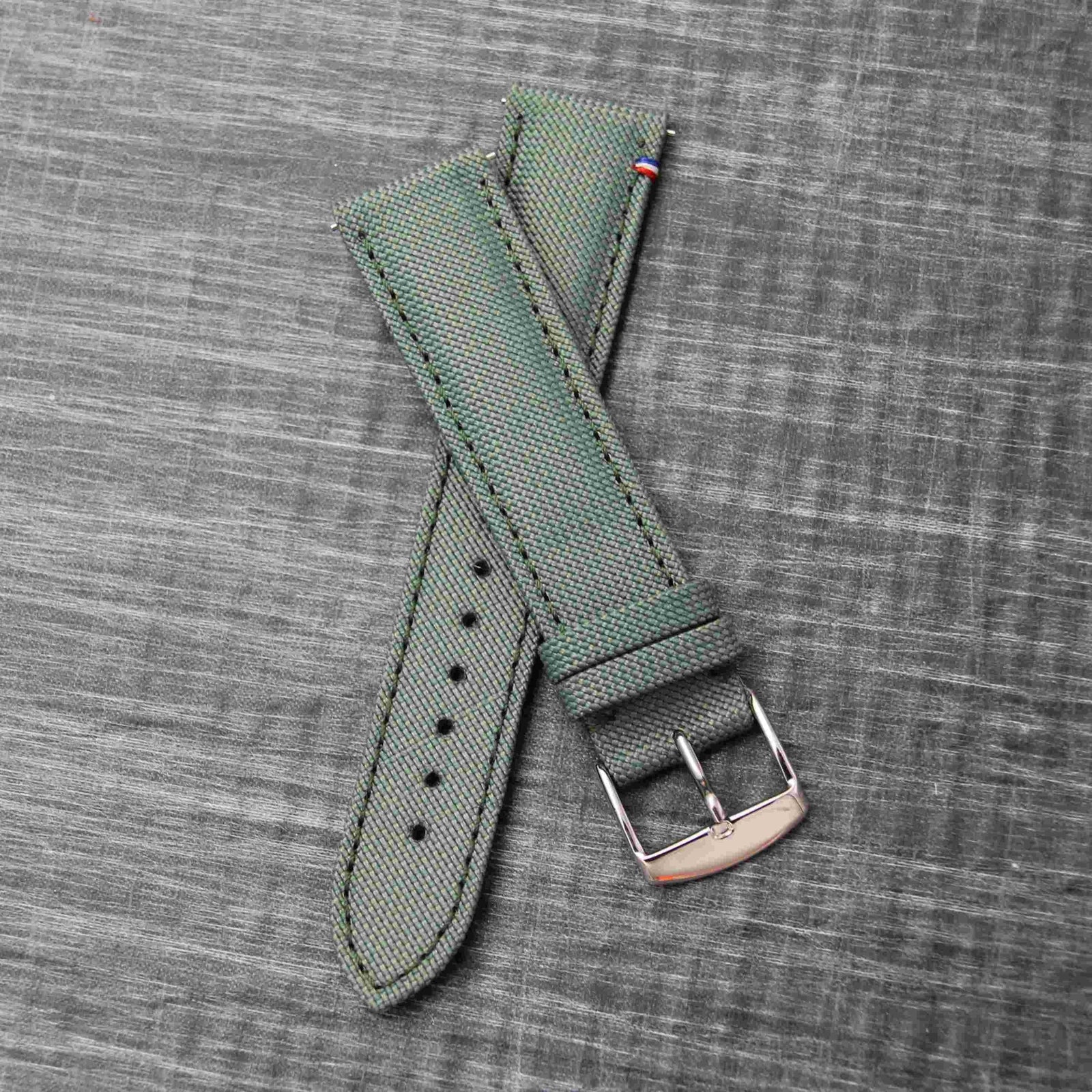  -    -  Bracelet de montre toile PORT LOUIS vert tempête -  Avel & Men