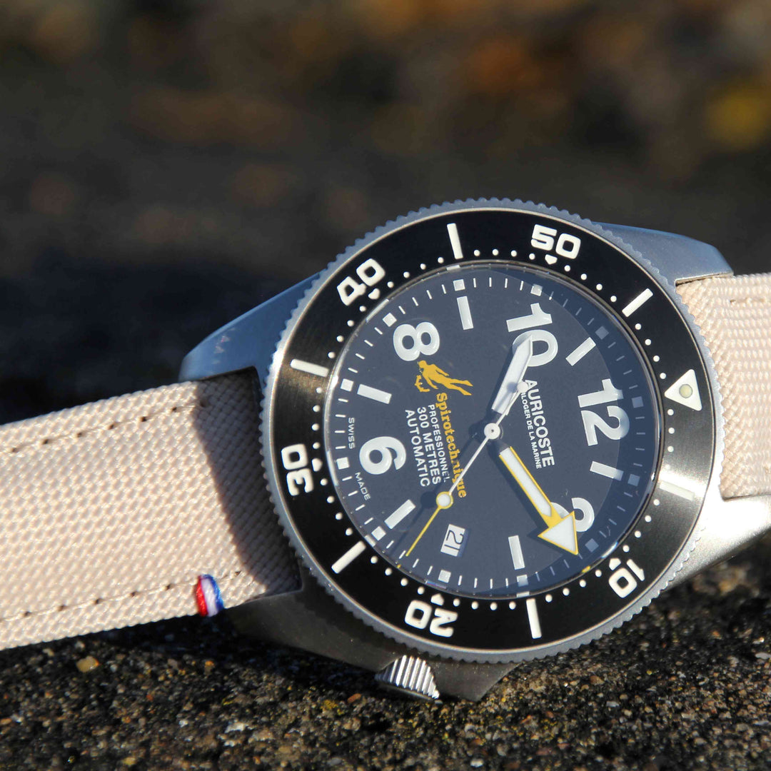 sailcloth watch strap for dive watch auricoste