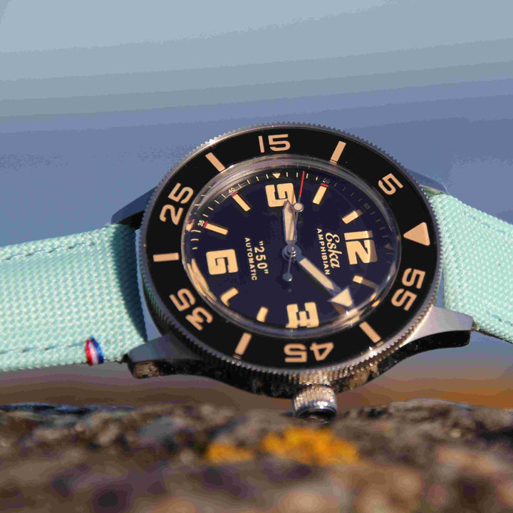  -    -  Bracelet de montre toile PORT LOUIS bleu iroise -  Avel & Men