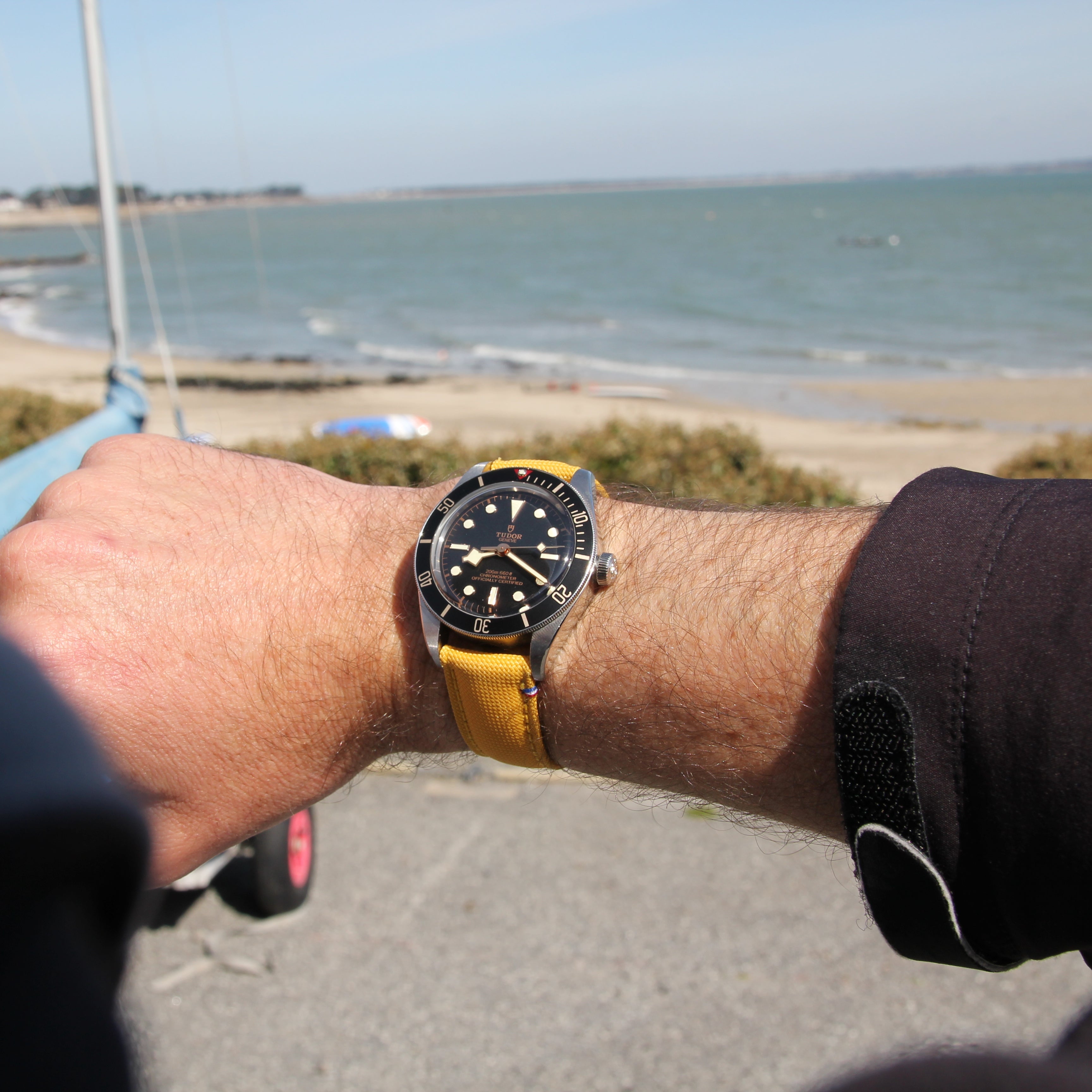 canvas watch strap yellow for tudor