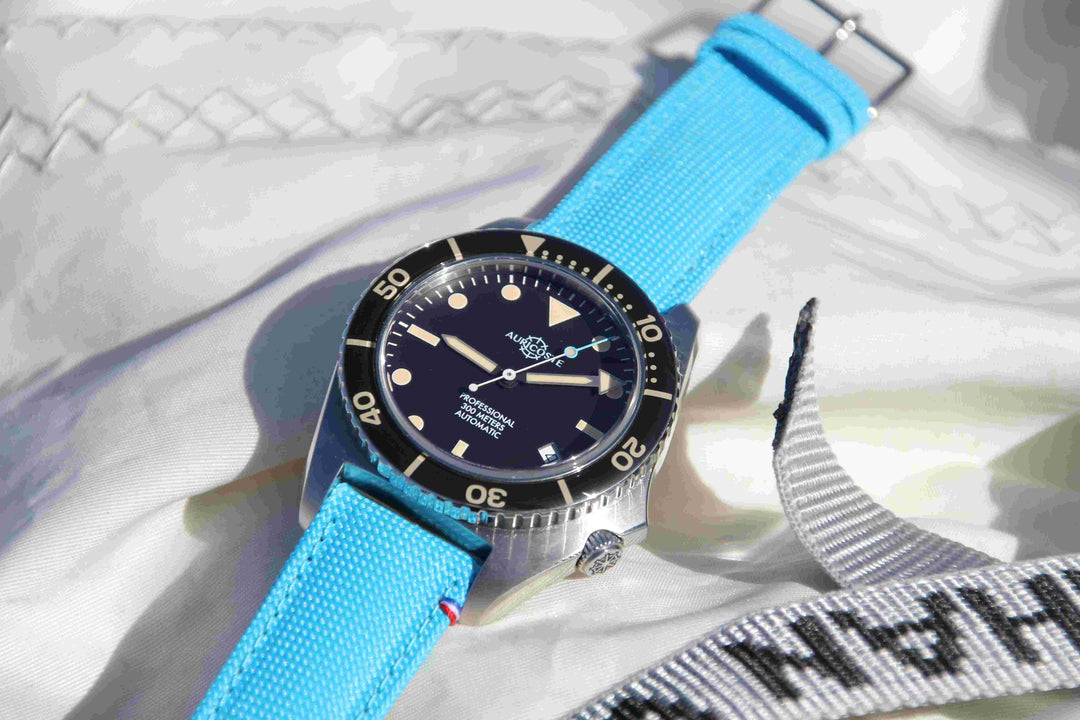  -    -  Bracelet de montre toile PORT LOUIS Turquoise -  Avel & Men
