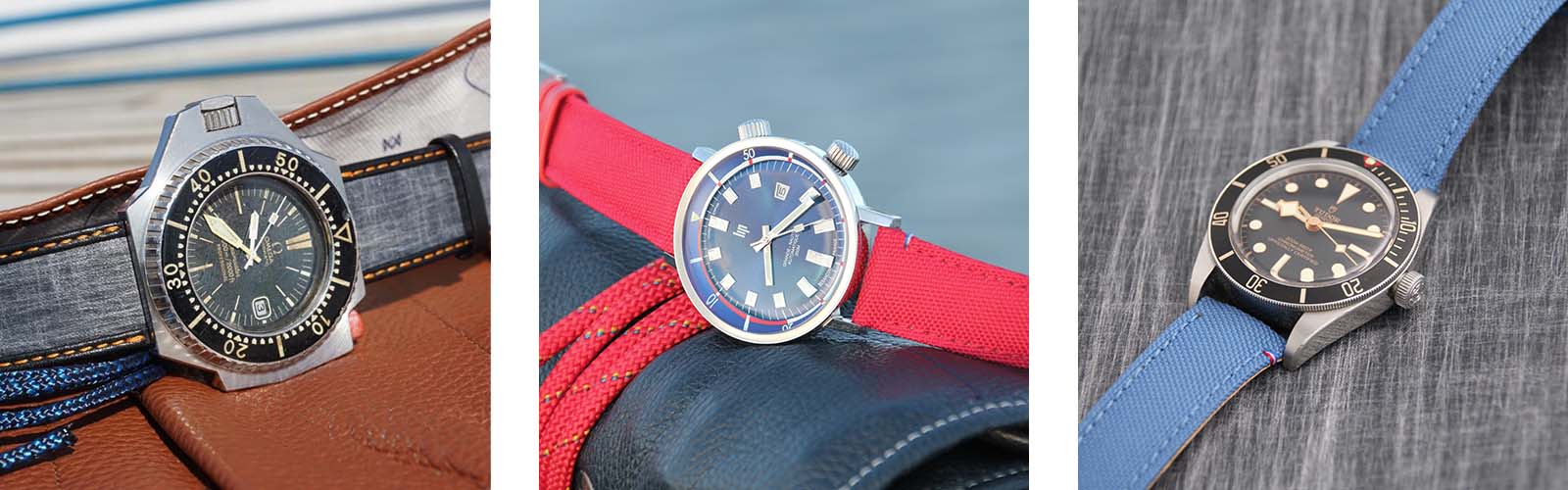 Grey, red and light blue colorful watch straps by Avel & Men